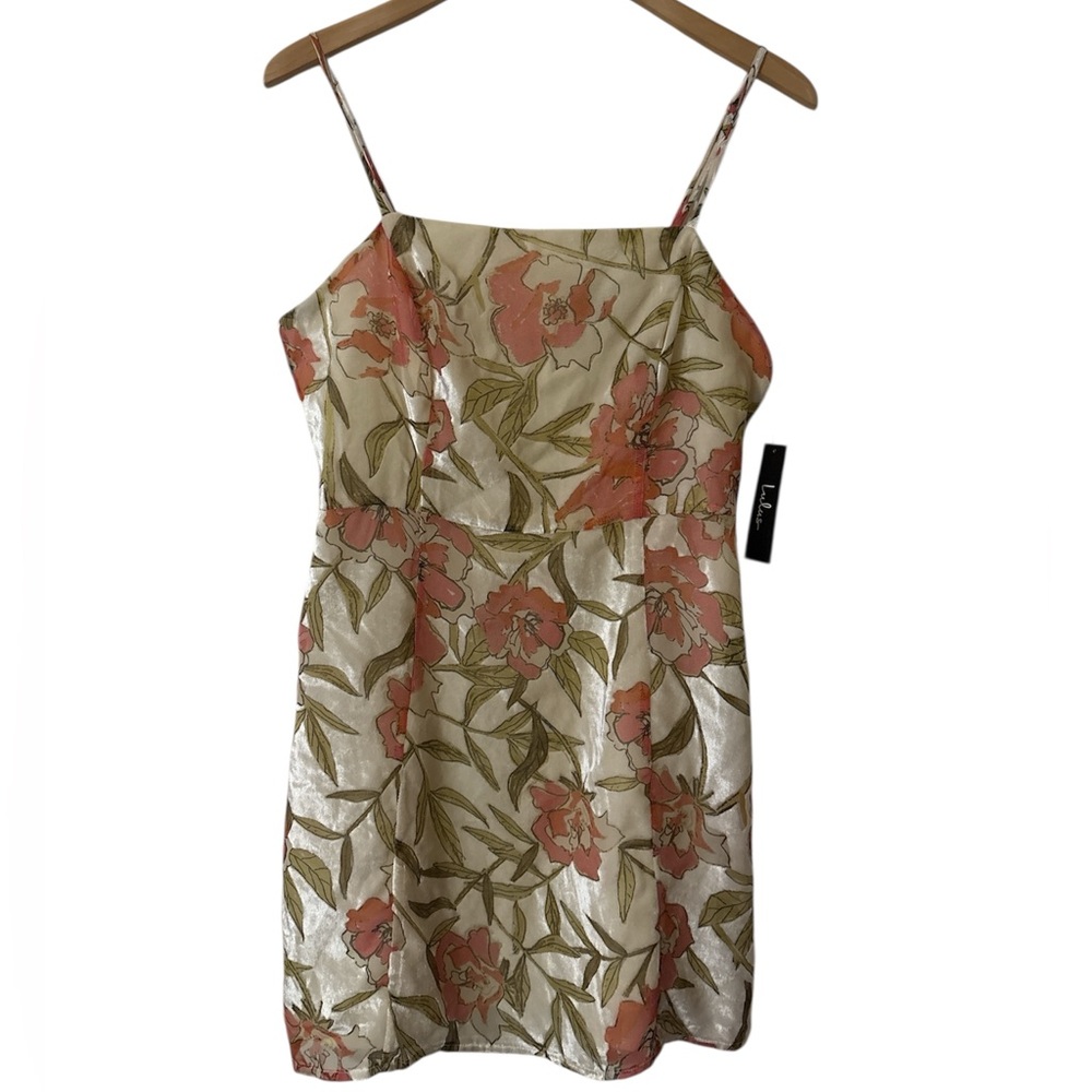 Lulus Daylight Dance Cream Floral Print Velvet Mini Dress Sz Large - Picture 6 of 15